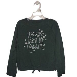 Old Navy Sparkle Star 'Magic' Sweatshirt, Forest Green, Size S (6-7) New!